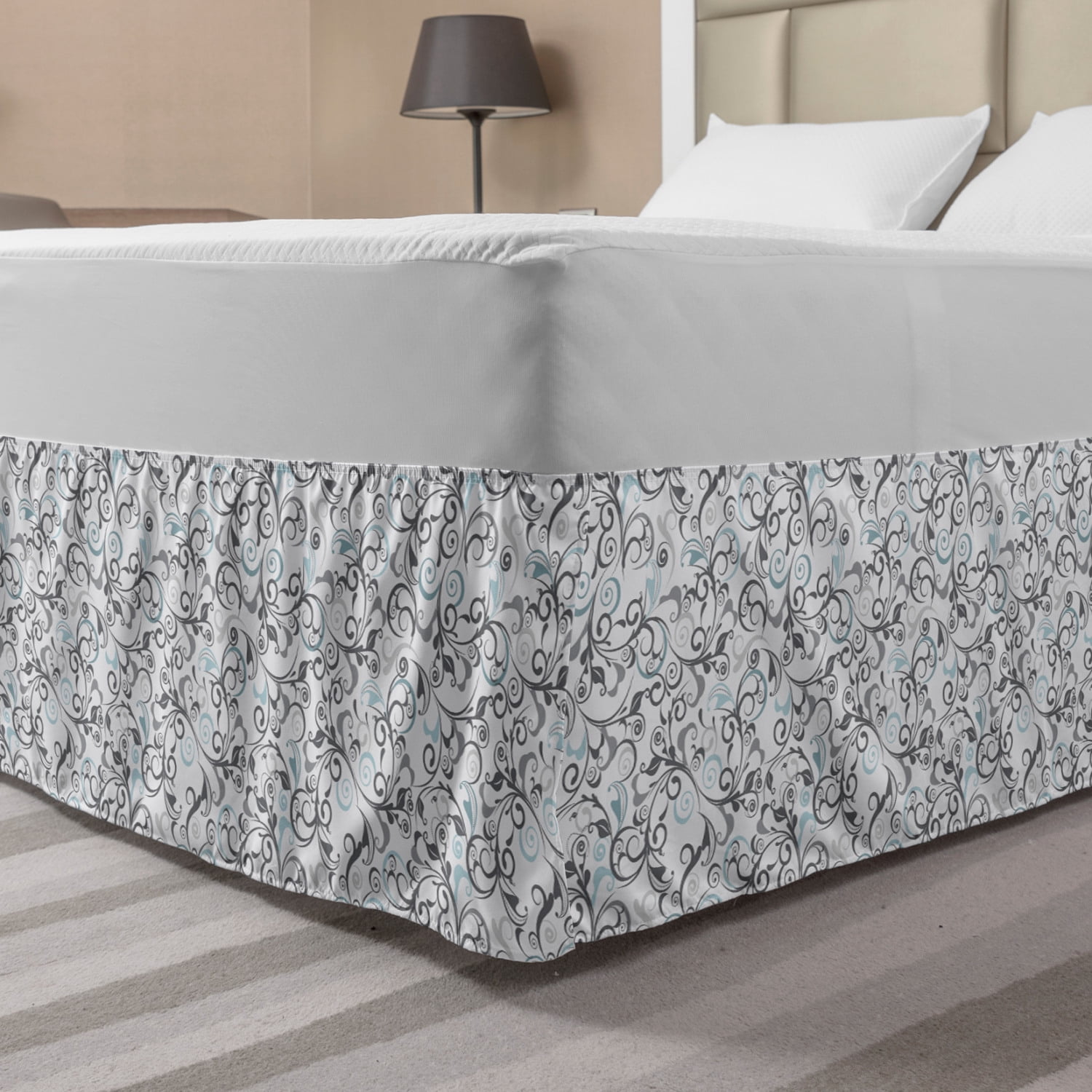 Luxury Linens Wrap Around Bed Skirts 100% Egyptian Cotton 1000 Thread Count 8 Drop Length Twin XL Size Solid Aqua Blue 