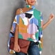 thumbnail image 2 of Blusa holgada de gran tamaño con estampado de moda y cuello alto para mujer, camisa informal holgada para uso diario al aire libre, 2 of 7