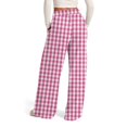 thumbnail image 3 of WTOBBY Women's Wide Leg Casual Pants High Waist Plaid Sports Trousers, Comfortable Stretch Athletic Pants for Jogging and Lounge Wear,Hot Pink XL, 3 of 6