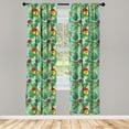 thumbnail image 4 of Ambesonne Tropical Window Curtains, Hibiscuses Exotic Leaves, Each 28" W x 84" L, Dark Pink and Laurel Green, 4 of 4