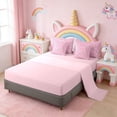 thumbnail image 3 of Erosebridal Cartoon Animal Unicorn 7pcs Bedding Comforter Set For Kids,Kawaii Rainbow Pattern Girls Queen Bedding Sets,Reversible Pink, 3 of 7