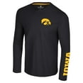 thumbnail image 2 of Men's Colosseum Black Iowa Hawkeyes Logo Lockup 3-Hit Active Blend Long Sleeve T-Shirt, 2 of 3