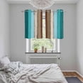 thumbnail image 5 of Aqua Teal Kitchen Curtains Small Short 39 Inch Length, Farmhouse Wood Grain Vintage Brown Striped Grommet Top Bedroom Living Room Curtains, Light Filtering Cafe Curtain Drapes 2 Panels Set 55''x39'', 5 of 9