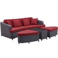 thumbnail image 2 of Modway Monterey 4 Piece Outdoor Patio Sofa Set in Brown Red, 2 of 6