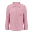 thumbnail image 3 of Business Casual Tops for Women New Womens Long Sleeve Collared Shirts Solid Color Button down Blouses Fall Casual Dressy Tops with Pocket Pinky S, 3 of 7