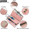thumbnail image 6 of Leather Women's Wallets,Multi-Function Slim Bifold Zipper Clutch Purse,Large Capacity Card Holder with RFID/Pink, 6 of 7