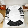 thumbnail image 6 of Manfei White Black Piano Twin Sheet Sets, Musical Note Music Twin Fitted Sheet, Teens Kids Child Flat Sheet, Ultra Soft Home Decor, 3pcs, 6 of 7