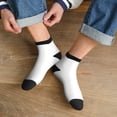 thumbnail image 3 of Rateoe White Pattern Quarter Crew Socks,Toe Seamed Ankle Socks,Cotton Cushioned Breathable Athletic Crew Sports Socks, 3 of 7