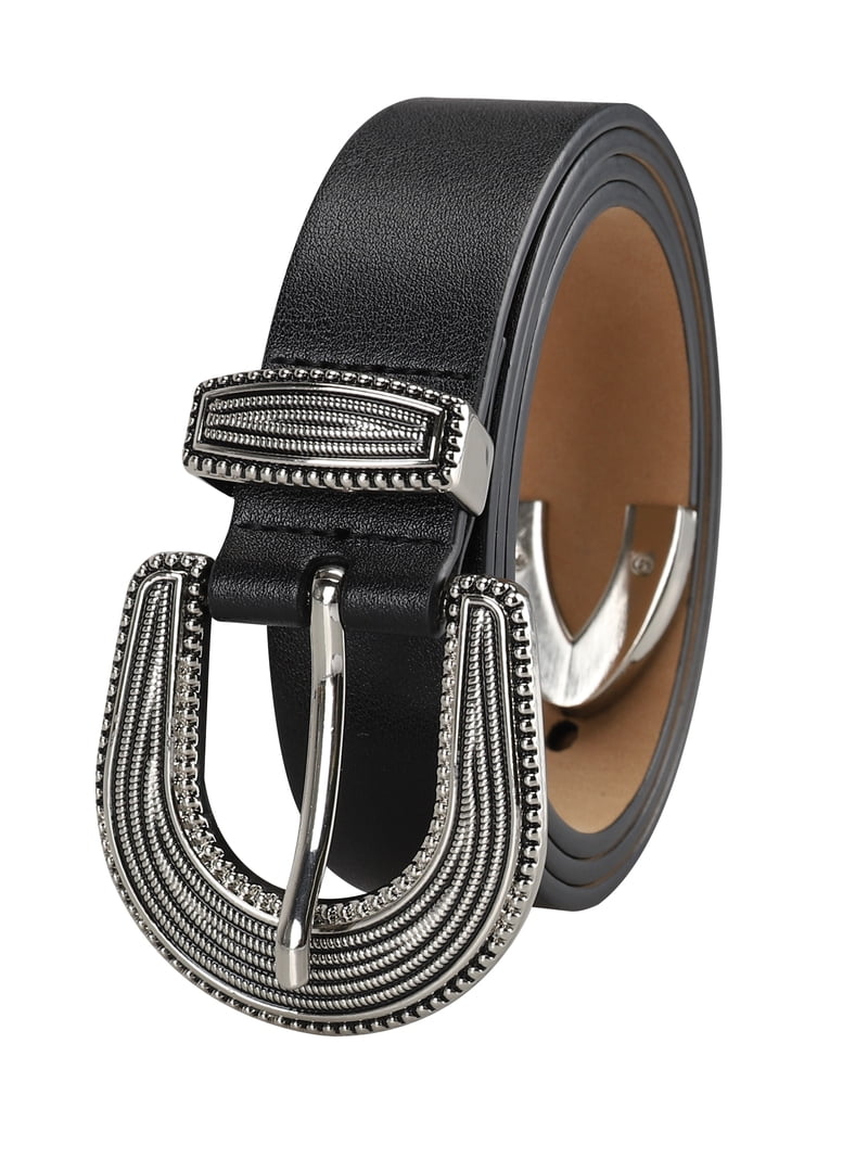Jessica Simpson Women\'s Black Genuine Leather Belt/Silver Tone Buckle/L/XL/NEW! Jessica Simpson Extra Wide Belt Women main image 4