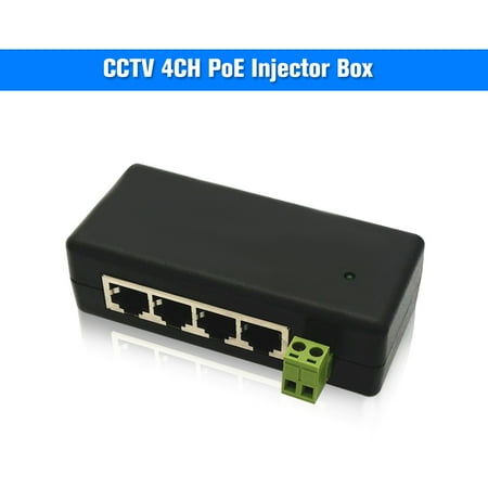 Power Enterprise Injector CCTV 4CH PoE Injector Box DC 12V-48V Power Supply for Surveillance POE IP Camera Wifi AP VoIP Power Over Ethernet IEEE802.3af/at Power Adapter ()