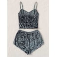 thumbnail image 3 of Aunavey Women's Velvet 2 Piece Outfit Spaghetti Strap Sleeveless Crop Top+ Shorts Set, 3 of 6