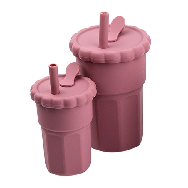 2 Piezas Taza De De Silicona Tazas De Entrenamiento Inastillables Para Regalo Bebés Rosa