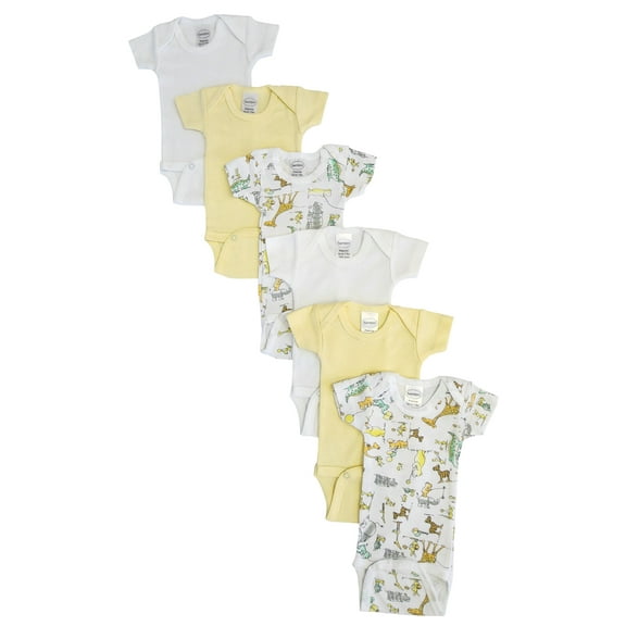 Bambini Layette Baby Boy, Baby Girl, Unisex Short Sleeve Onezies Variety (Pack of 6)