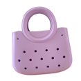 thumbnail image 2 of Bolsa de playa para mujeres Impermeable para el agua Pequeña bolsa Multipropósito de almacenamiento de verano con agujero Púrpura, 2 of 8