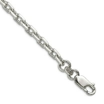 925 Sterling Silver Solid Polished 3.95mm Cable Chain Bracelet 7 Inch Lobster Claw Link Bracelet for Women and Men