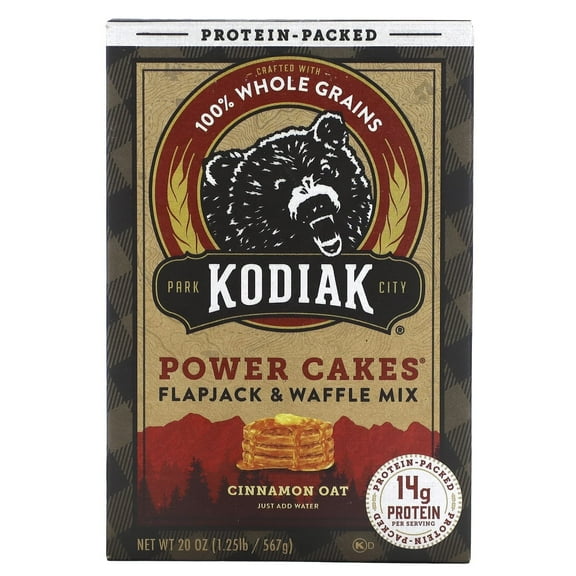 Kodiak Cakes, Power Cakes, Flapjack & Waffle Mix, Cinnamon Oat, 20 oz (567 g) Pack of 4
