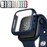 Apple Watch Case Series SE/ Series 6/5/4 for 44mm with Built-in Tempered Glass Screen Protector (All Watch Series), Guard Bumper Full coverage Cover for Apple Watch Case, Color Navy Blue