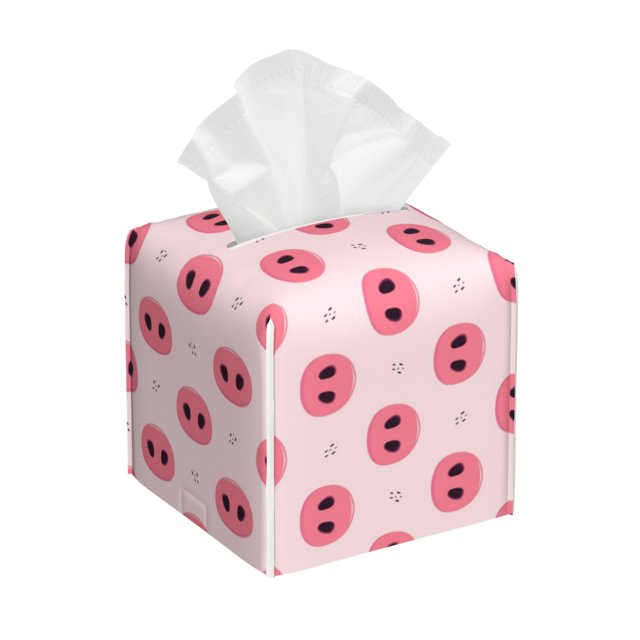 Fotbe Pig Noses Porta Pañuelos Decorativo de Cuero, Caja Cuadrada Moderna para Pañuelos Faciales, Organizador y Dispensador 5x5x5''