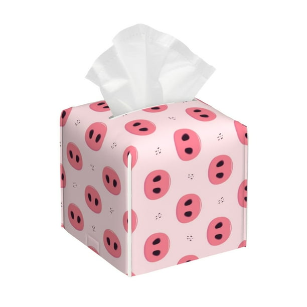 Fotbe Pig Noses Porta Pañuelos Decorativo de Cuero, Caja Cuadrada Moderna para Pañuelos Faciales, Organizador y Dispensador 5x5x5''