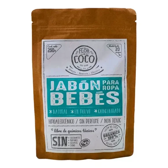 Jabón Ropa Bebés Polvo Hipoalergénico Flor De Coco 250g