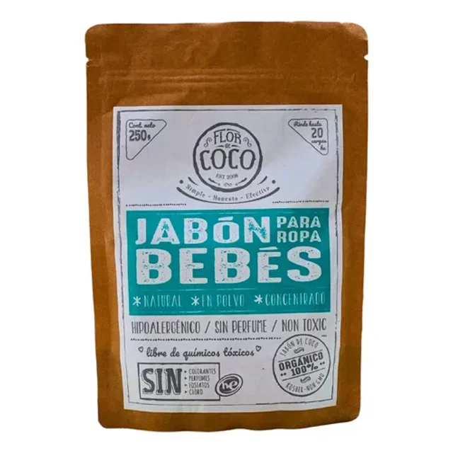 Jabón Ropa Bebés Polvo Hipoalergénico Flor De Coco 250g