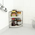 thumbnail image 4 of 2-Tier Corner Bathroom Countertop Organizer,Vanity Makeup Skincare Cosmetics Shelf or Kitchen Spice Rack (Silver), 4 of 10