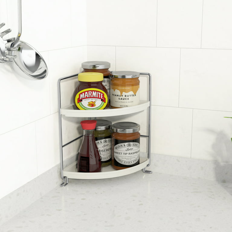 Bathroom Countertop Organizer, Kitchen Spice Rack Counter Storage Shelf  Organizer-2-Tier Black Shelf Rack Kitchen Bathroom Countertop – Nagina  International