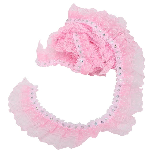Sequin Trim, Polyester Silk DIY Lace Craft Printing Dots Decoration 5 Yards Length For Cloth Making For Gift Packaging Red,Pink,Blue,Purple,White