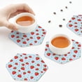 thumbnail image 7 of Pofeuu Strawberry Print Leather Coasters Set of 6, Round Cups Mugs Mat Pad for Home Kitchen Heat Resistant Drink Coasters,Hexagon, 7 of 7