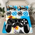 thumbnail image 2 of Feelyou Cartoon Gamepad Boys Full Size Sheets, Blue Watercolor Graffiti Bed Sheets, Video Game Player Sheet Sets, Breathable Home Decor, 4 Pieces, 2 of 7