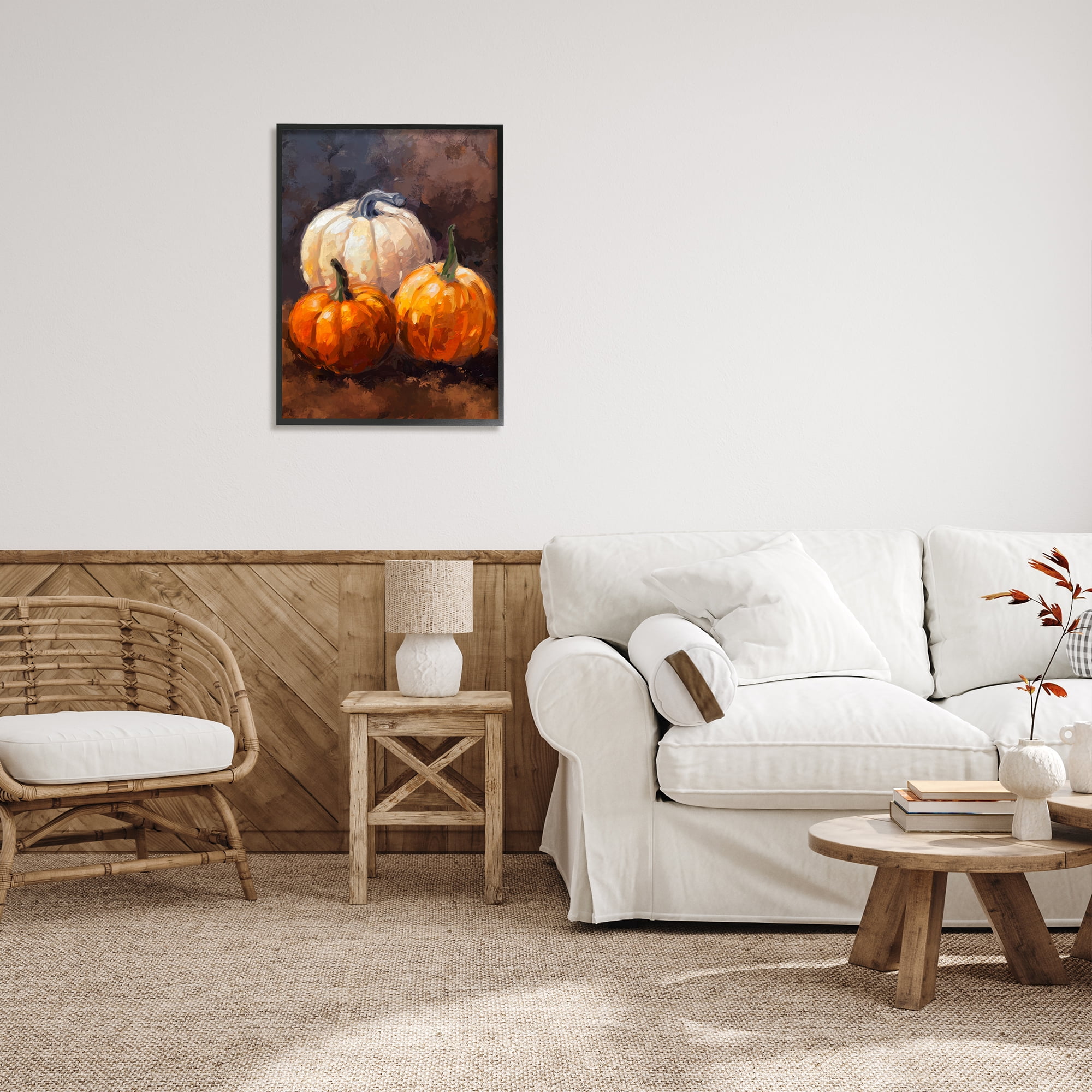 Stupell Industries Pumpkin Painting Still Life Holiday Painting Black Framed Art Print Wall Art, 24 x 30