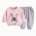 thumbnail image 3 of HFHAPW Kids Girl Clothes Toddler Fall Winter Outfit Crewneck Pullover Sweatshirt + Joggers Pants Set 2Pcs,18-24 M, 3 of 9