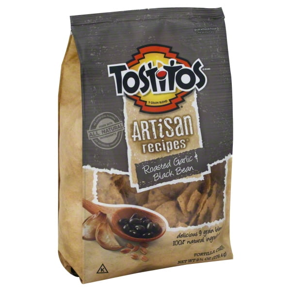 Tostitos Artisan Recipes Roasted Garlic Black Bean Tortilla Chips, 9.75