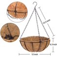 thumbnail image 5 of Cesta colgante de metal de 12 pulgadas con forro de coco, cestas redondas de alambre colgantes para plantas, cestas colgantes al aire libre con cadena, decoración de porche, macetas, decoración de jar JFHHH pequeña, 5 of 5