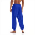 thumbnail image 5 of Resicozy Casual Joggers for Men Cotton Drawstring Elastic Waist Cargo Pants Lightweight Sweatpants with Pockets Blue L, 5 of 7