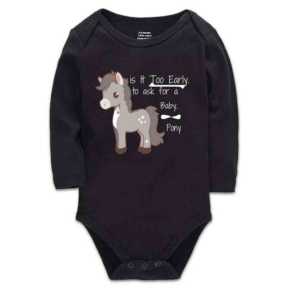 YCICIVDee Is It Too Early.Cute Pony Bodysuit- Funny Infant Creeper, One-Piece Baby Bodysuit Long Sleeve Black 9-12 Months