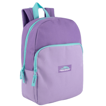 15 Inch Classic Solid Color Backpack with Front Zippered Pocket for Commuting and Travel in Purple