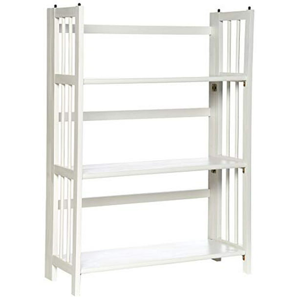 Casual Home 3 Shelf Folding Stackable, White 3 Shelf Bookcase Wide