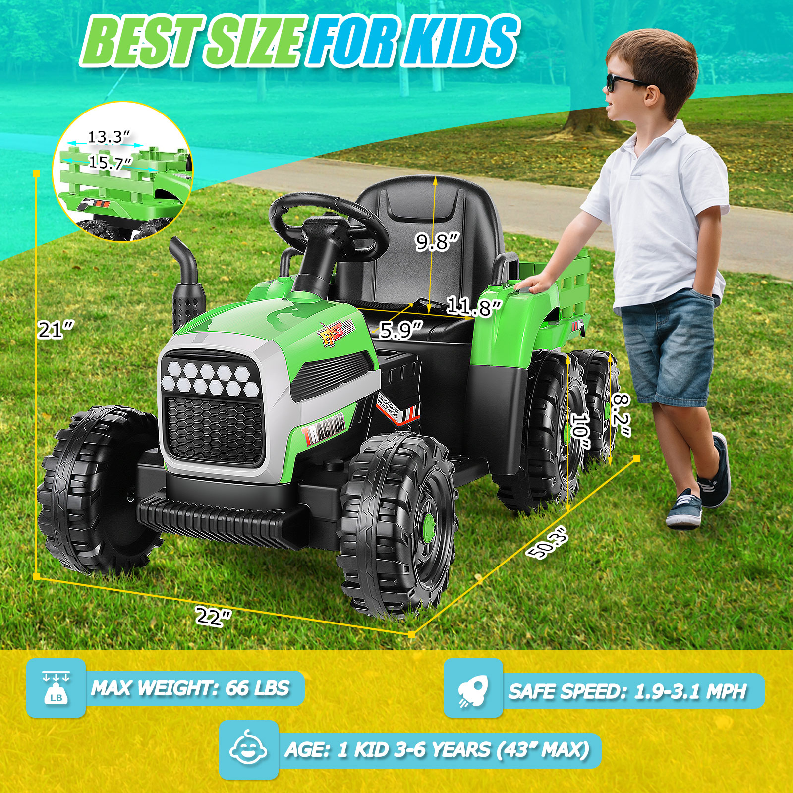 Funcid 12V Ride on toys Ride on Cars with Remote Control, Electric Car 2*100W Powerful Ride on UTV w/ Bluetooth, Battery Indicator, Knob Volume Control, Spring Suspension, Black