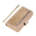 thumbnail image 6 of Zipper Wallet Case for Apple iPhone 11 6.1", Allytech Bling Glitter Leather Case with 9 Credit Card Holder Flip Magnetic Closure Stand Cover with Cash Pocket and Hand Strap, Gold, 6 of 9