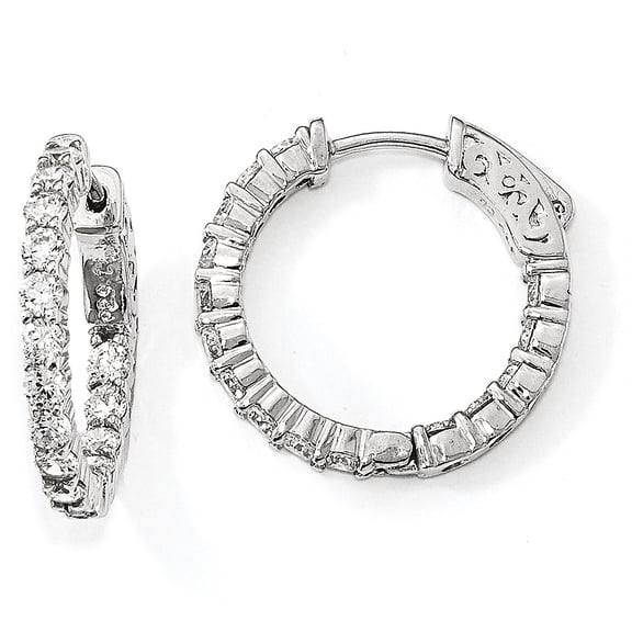Primal Silver Sterling Silver Rhodium-plated Cubic Zirconia In and Out Hoop Earrings