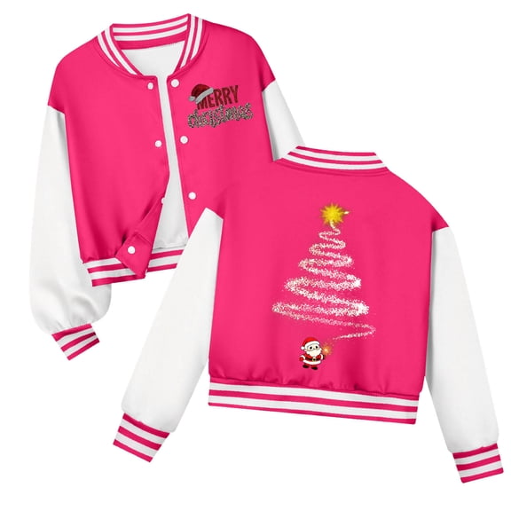 Staki Toddler Girl Christmas Jacket Toddler Girls Fleece Jackets Cotton Hoodie Sweatshirt Fall Winter Coat Warm jacket(Hot Pink,3-4 Years)