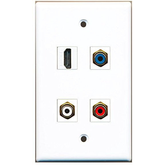 RiteAV - 1 Port HDMI 1 Port RCA Red 1 Port RCA White 1 Port RCA Blue Wall Plate