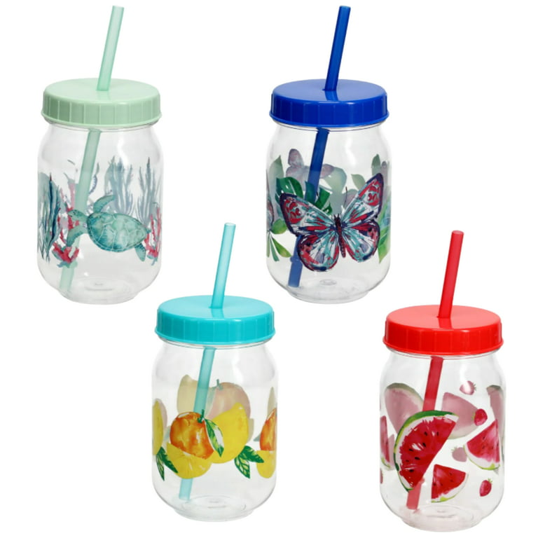 Fun Mason Jar Plastic Cup: Large Break Resistant, Bpa Free To-Go Mug With  Lid And Handle - Perfect As Party Cups, Kids Travel Cups, Wedding Party Cups