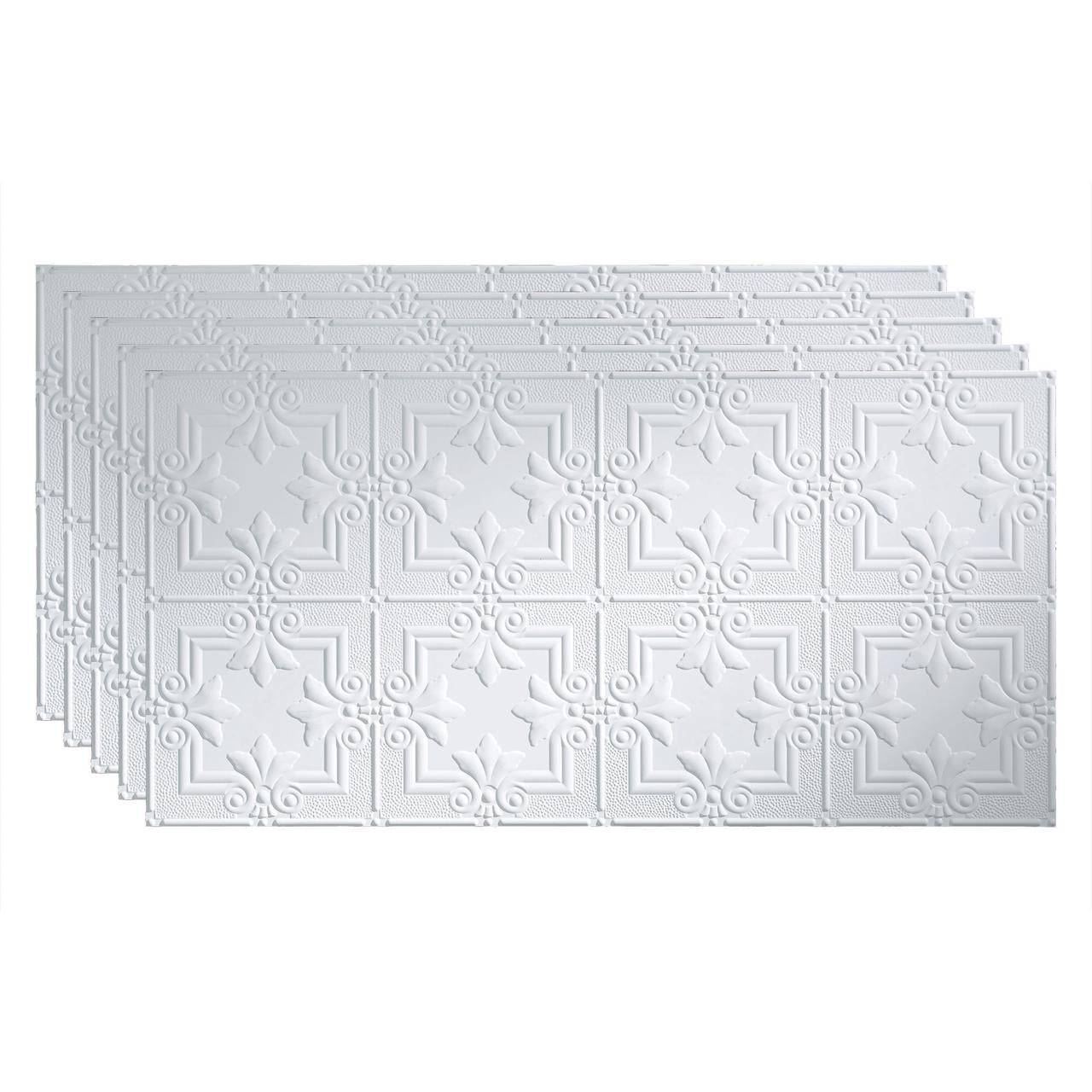 Fasade Regalia 2ft x 4ft Vinyl Glue Up Ceiling Tile in Matte White 5pk
