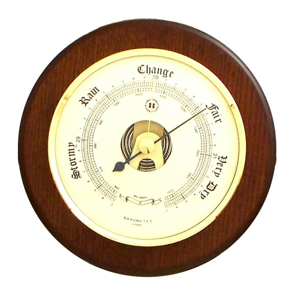 Barometer on 5" Cherry Wood with Brass Bezel.