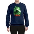 thumbnail image 2 of Catzilla Parody Taking Over City | Mens Cat Lover Crewneck Graphic Sweatshirt, Vintage Heather Navy, X-Large, 2 of 3