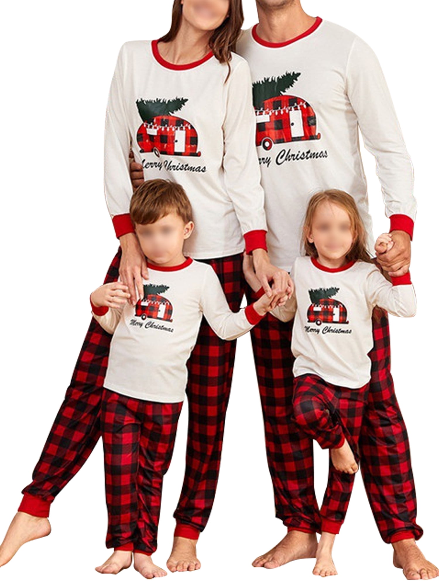 Borlai Ensemble de Pyjamas de Noël en Famille Correspondant à des vêtements de Nuit à Carreaux de Noël pour Animaux de Compagnie bébé Enfant Hommes Femmes