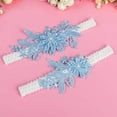 thumbnail image 5 of Conjunto de ligas de boda, Liga nupcial de encaje, Liga Floral elástica para novia, azul y blanco, ligera, muy cómoda de llevar, 5 of 5