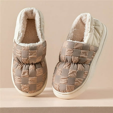 

CoCopeanut Women Winter Shoes Solid Color Indoor Plush Slipper Women Non-Slip Home Shoes Warm Casual Shoes Cotton Furry Slides For Women